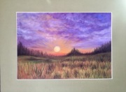 Obraz zachód słońca  pastele A4 oryginał