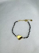 Bransoletka złota z koralikami stal chirurgiczna 316L serce serduszko