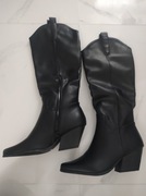 Czarne kowbojki eko skóra 39 