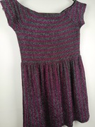 Sukienka dziewczęca w paski z połyskiem fioletowo-czarna elegancka 8l