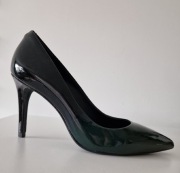 Bronx lakierowane szpilki czarne - zielone skóra 36 / małe 37