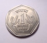 Indie 1 rupia 1984 Bombaj PIĘKNA!