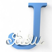 Jasiu - duża litera + imię - ozdoba do pokoju dziecka