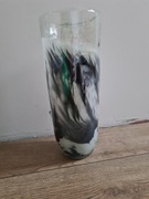 Mleczny czarno-biały szklany wazon ręcznie robiony z Włoch