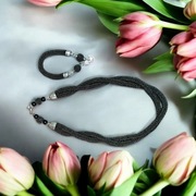 Naszyjnik, bransoletka z koralików szklanych 