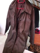 płaszcz skórzany z kapturem 