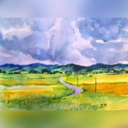 Pejzaż  Kaszubski -  akwarela 