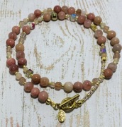 Naszyjnik z Cudownym Medalikiem ROSA SILVESTRE, rodonit, srebro