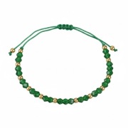 Bransoletka Na Sznurku Koraliki Zieleń ze Złotem