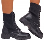 Workery czarne botki sznurowane 36 