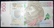 500 ZŁ JAN III SOBIESKI SERIA AI 2017 NOWY BANKOWY