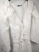 Bluzka IN THE STYLE biała ażurowa haftowana boho falbany M L
