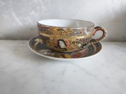 Antyk Porcelana chińska filiżanka zestaw śniadaniowy Satsuma Moriage