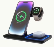 Stacja Ładująca 3w1 15W | Do iPhone, Watch, AirPods | Składana & Szybka