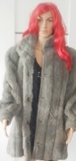 Piękne Futro długie ekologiczne szare płaszcz kożuch 