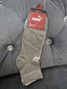 3pak skarpetki stopki za kostkę sportowe Puma 43-46 quarter czarne szare