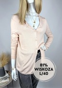 Kardigan z długim rękawem Tex L 40 coquette aesthetic pudrowy róż casual