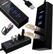 ROZGAŁĘŹNIK USB ROZDZIELACZ PORTÓW HUB 3.0 USB 4 PORTY PRZEJŚCIOWE KABLI
