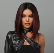 Peruka brąz bordo ombre włosy proste Wysyłka PL