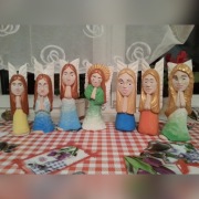 Aniołki rękodzieło  drewno malowane farbą akrylową