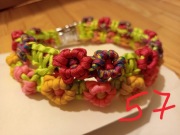 Obroża 57 cm pleciona kwiatki Paracord 