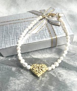 Bransoletka Mini Perełki Ażurowe serduszko Złocenie 24K