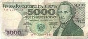 5000 Zł   F. CHOPIN z 1982 r Nr  AW 2260468 
