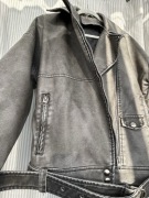 Kurtka ramoneska z eko-skóry efekt vintage / washed grey – rozmiar S