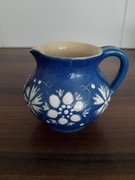 Ceramiczny dzbanek 250 ml , kobaltowy z białymi kwiatkami.