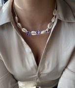 regulowany naszyjnik boho muszle kwiat choker