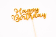 Topper na tort Happy Birthday złoty dekoracja urodzinowa