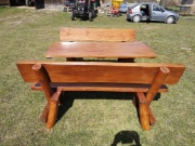 Meble ogrodowe dębowe drewniane 170 cm stół ławki