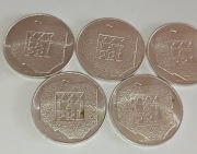 5 szt. srebrnych monet. tzw. Mapka 200 zł. XXX Lat PRL  rok 1974. 