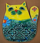 Kot DUŻY zawieszka glina szkliwiony rękodzieło