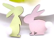 Króliczki drewniane w stylu Art Deco samoprzylepne 10 szt. pastelowe.