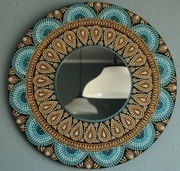 RĘCZNIE MALOWANE LUSTRO,RĘKODZIEŁO,MANDALA DOT ART