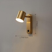 Kinkiet obrotowy. Regulowana mosiężna lampa ścienna. 3 barwy światła