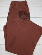 Spodnie lniane bawełniane brązowe luźne boho słońce XL