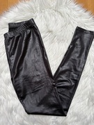 Leginsy damskie z imitacji skóry czarne