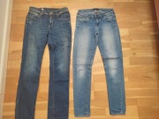 2x jeansy benetton jeans 36/38 stretch skinny 158/164 + jeansy Reserved 158