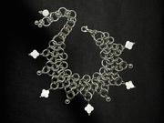 Bransoletka chainmaille stal chirurgiczna masa perłowa elf witchy goth
