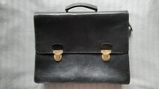 Nieużywana czarna teczka skórzana PRL retro vintage