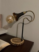 Industrialna lampka loft z plastra akacji i ciętej butelki-handmade