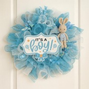 Duzy wianek na baby shower, dla chlopczyka, na ściane bądź drzwi, 55 cm