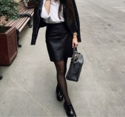 Alba Moda czarna skórzana spódnica ołówkowa M 38