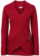 ASYMETRYCZNY SWETER BORDOWY Z KLAMRĄ rozm. 46  (A016)