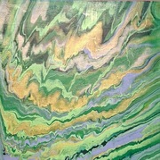 Zielona abstrakcja obraz ręcznie malowany