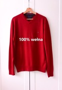 Tommy Hilfiger męski sweter wełniany z wełny dekolt V oryginalny L