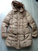 KURTKA ZIMOWA M/L 38/40 BEŻOWA CIEPŁA z kapturem