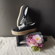 Szare tenisówki na platformie z ozdobnym warkoczem – Cleve, r. 39